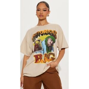 Notorious B.I.G. Tee Shirt Sz L  Sand Beige Rap Hip Hop Trap Streetwear